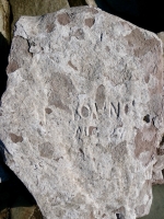 Decayed name, Aug 29 3?, JC. Chicago Lakefront stone carvings, south of La Rabida Hospital. 2025 Decayed name, Aug 29 3?, JC. Chicago Lakefront stone carvings, south of La Rabida Hospital. 2025