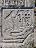 1000 Miles Aug 11 1952, diving whale, from 12-panel carving. Chicago Lakefront stone carvings, south of La Rabida Hospital. 2025 1000 Miles Aug 11 1952, diving whale, from 12-panel carving. Chicago Lakefront stone carvings, south of La Rabida Hospital. 2025