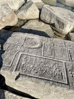 12-panel carving, detail. Chicago Lakefront stone carvings, south of La Rabida Hospital. 2025 12-panel carving, detail. Chicago Lakefront stone carvings, south of La Rabida Hospital. 2025