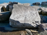 M Flood. Chicago Lakefront stone carvings, south of La Rabida Hospital. 2025 M Flood. Chicago Lakefront stone carvings, south of La Rabida Hospital. 2025