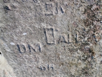Autograph rock detail: J, JO, Chuck W, J, A S(?)rtich, SK, DM, Daly, 47, SHE, EJ. Chicago Lakefront stone carvings, south of La Rabida Hospital. 2025 Autograph rock detail: J, JO, Chuck W, J, A S(?)rtich, SK, DM, Daly, 47, SHE, EJ. Chicago Lakefront stone carvings, south of La Rabida Hospital. 2025