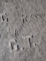 Autograph rock detail: JI, Bob, K, G.T., C, Ray, Babe, W, K, Shorty, Pegleg, Bart, Ray, others. Chicago lakefront stone carvings, south of La Rabida Hospital. 2025 Autograph rock detail: JI, Bob, K, G.T., C, Ray, Babe, W, K, Shorty, Pegleg, Bart, Ray, others. Chicago lakefront stone carvings, south of La Rabida Hospital. 2025