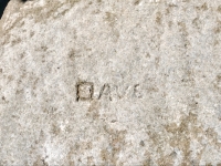 Dave, detail. He seemed to run out of steam as he carved each letter. Chicago Lakefront stone carvings, south of La Rabida Hospital. 2025 Dave, detail. He seemed to run out of steam as he carved each letter. Chicago Lakefront stone carvings, south of La Rabida Hospital. 2025