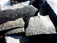 BC, Chris, RIch, others. Chicago lakefront stone carvings, Rainbow Beach. 2019