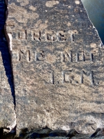 Forget Me Not/J.C.M. detail. Chicago lakefront stone carvings, Rainbow Beach. 2019