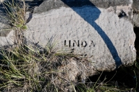 Linda. Chicago lakefront stone carvings, Rainbow Beach. 2021