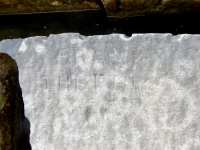 Frank the Fink Is. Chicago lakefront stone carvings, Rainbow Beach jetty. 2019