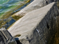 Large shape. Chicago lakefront stone carvings, Rainbow Beach jetty. 2022