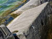 Large shape. Chicago lakefront stone carvings, Rainbow Beach jetty. 2022