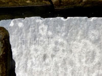 Frank the Fink Is. Chicago lakefront stone carvings, Rainbow Beach jetty. 2019