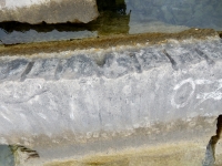 Tom + Judy. Chicago lakefront stone carvings, Rainbow Beach jetty. 2019