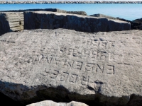 Roger Engemann, 1965-66-67 1968. Chicago lakefront stone carvings, Rainbow Beach jetty. 2022