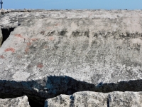 Box. Chicago lakefront stone carvings, Rainbow Beach jetty. 2022