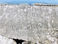 Star, Marshmellow. Chicago lakefront stone carvings, Rainbow Beach jetty. 2022