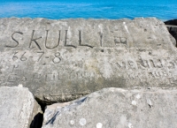 Skull! 66-7-8, Carolyn, Venus "68" Ruby. Chicago lakefront stone carvings, Rainbow Beach. 2022