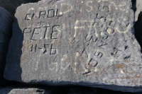 H Johnson, 1952-3-4, Carol + Pete, 11-86. Chicago lakefront stone carvings, Rainbow Beach. 2021