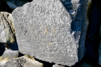 Shar, Sue, Sandy, John. Chicago lakefront stone carvings, Rainbow Beach. 2021