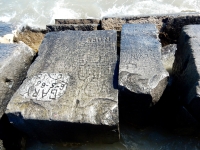 6-5-68 Gary, Dir 15, Russ, Kevin, John J. 8-19-5?. Chicago lakefront stone carvings, Rainbow Beach. 2019