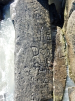 Cross, Vic + Donna, Rich, Al + Erica. Chicago lakefront stone carvings, Rainbow Beach jetty. 2019