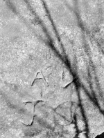 AV + JO. TB. Chicago lakefront stone carvings, Rainbow Beach North. 2019