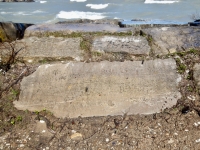 Jeep + Ben, Bill. Chicago lakefront stone carvings, 75th Street and Rainbow Beach. 2019