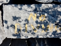 JM+JC, BIK, Don, Chicago lakefront stone carvings, Rainbow Beach North. 2019