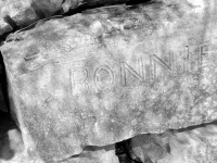 Bonnie, Carol?. Chicago lakefront stone carvings, Rainbow Beach North. 2019