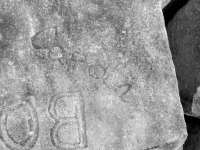 Carolyn?, detail. Chicago lakefront stone carvings, Rainbow Beach North. 2019