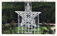 Color view of electric star on Mill Mountain, Roanoke, Virginia, postcard