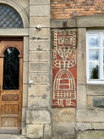 The Jan Matejko High School of Fine Arts in Nowy Wiśnicz has a wonderfully decorated facade