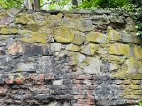 Hebrew on a presumed  tombstone repurposed in the wall around the New Jewish Cemetery in Krakow