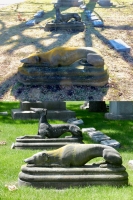 Rosehill grave site with twin dogs showing before and after damaged: E.H. Stein, 1827-1871 Rosehill grave site with twin dogs showing before and after damaged: E.H. Stein, 1827-1871