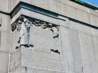 Detail of the decorated outside wall  of the 1914 mausoleum at Rosehill.