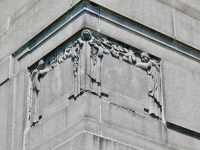 Detail of the decorated outside wall  of the 1914 mausoleum at Rosehill.