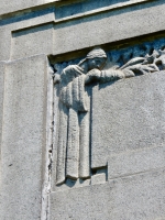 Detail of the decorated outside wall  of the 1914 mausoleum at Rosehill.