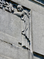 Detail of the decorated outside wall  of the 1914 mausoleum at Rosehill.