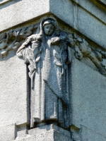 Detail of the decorated outside wall  of the 1914 mausoleum at Rosehill.