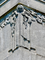 Detail of the decorated outside wall  of the 1914 mausoleum at Rosehill.