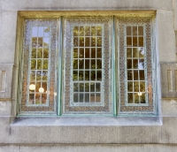 Window  of the 1914 mausoleum at Rosehill.