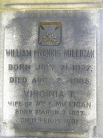 Rosehill tombstone: William Francis (1827-1885) and Virginia T. (1827-1891) Milligan