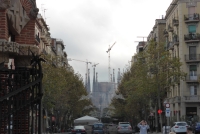 View to Sagrada Familia from the former Hospital de la Santa Creu i Sant Pau