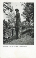 Cedar Man-Tree sculpture, Marquette, Michigan postcard