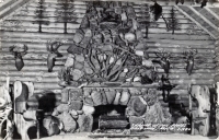 Fireplace, Shrine of the Pines, Baldwin, Michigan, postcard