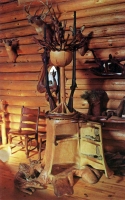 Gun rack, Shrine of the Pines, Baldwin, Michigan, color postcard Gun rack, Shrine of the Pines, Baldwin, Michigan, color postcard
