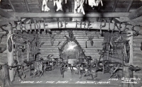 Tables and chairs, Shrine of the Pines, Baldwin, Michigan, postcard