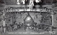 Tables and chairs, Shrine of the Pines, Baldwin, Michigan, postcard Tables and chairs, Shrine of the Pines, Baldwin, Michigan, postcard