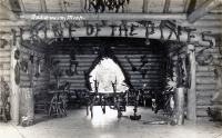 Tables and chairs, Shrine of the Pines, Baldwin, Michigan, postcard