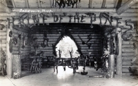 Tables and chairs, Shrine of the Pines, Baldwin, Michigan, postcard Tables and chairs, Shrine of the Pines, Baldwin, Michigan, postcard