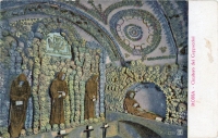 Color view of Capuchin monks ossuary, postcard