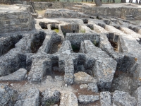 Monks' graves dug into the stone, Abbey of Saint-Roman